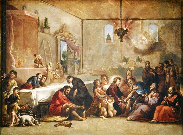 Kristus pesee opetuslasten jalkoja, 1653 tekijältä Claude Vignon