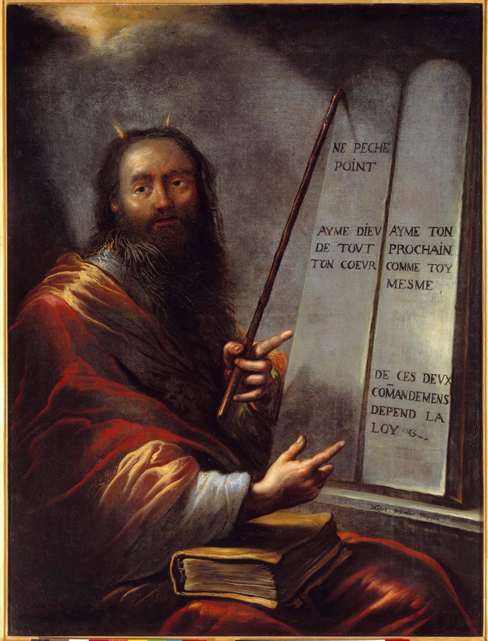 Mooses ja lain taulukot Claude Vignonin (1593-1670) maalaus 1600-luvun su. 1,29 x 0,9 m Rouen, Kuvataidemuseo tekijältä Claude Vignon