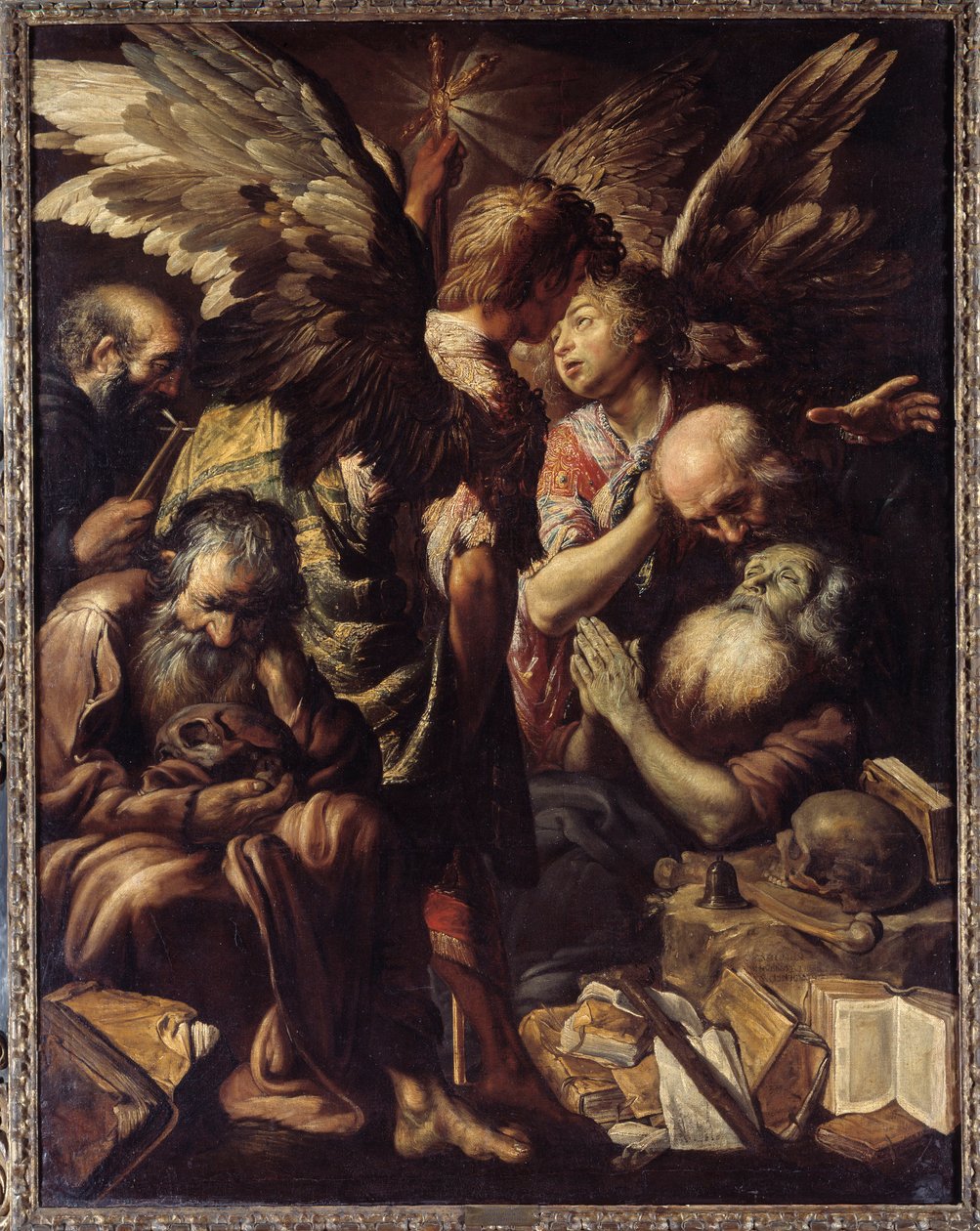 Pyhän Antoniuksen (Saint Anthony the Great, 250/51-356) (tai Pyhän Antonius Erakon tai Pyhän Anthony Abbe) kuolema. Claude Vignonin (1593-1670) maalaus (vaniitti) tekijältä Claude Vignon