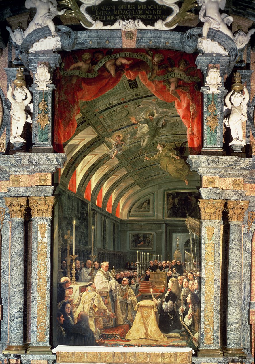 Kaarle II:n (1661-1700) ja hänen hovinsa pyhä ehtoollinen, 1690 tekijältä Claudio Coello