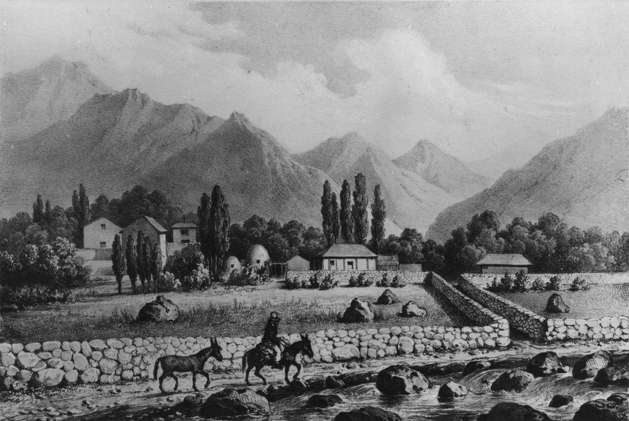 Guanta (Valle de Coquimbo), elokuvasta "Historia de Chile", 1854 tekijältä Claudio Gay