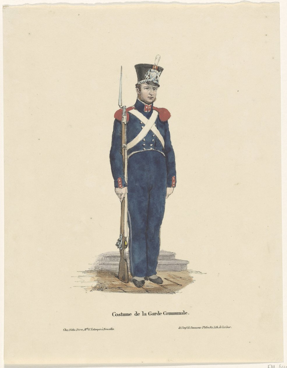 Belgialainen jousiampuja, 1830 Costume de la Garde Communale (nimi esineessä) tekijältä Claudio Linati