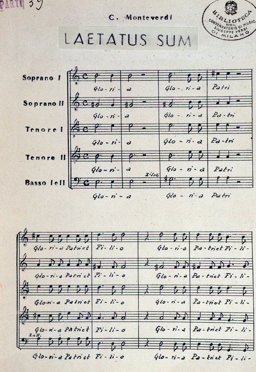 Monteverdin Dixit dominuksen partituuri tekijältä Claudio Monteverdi