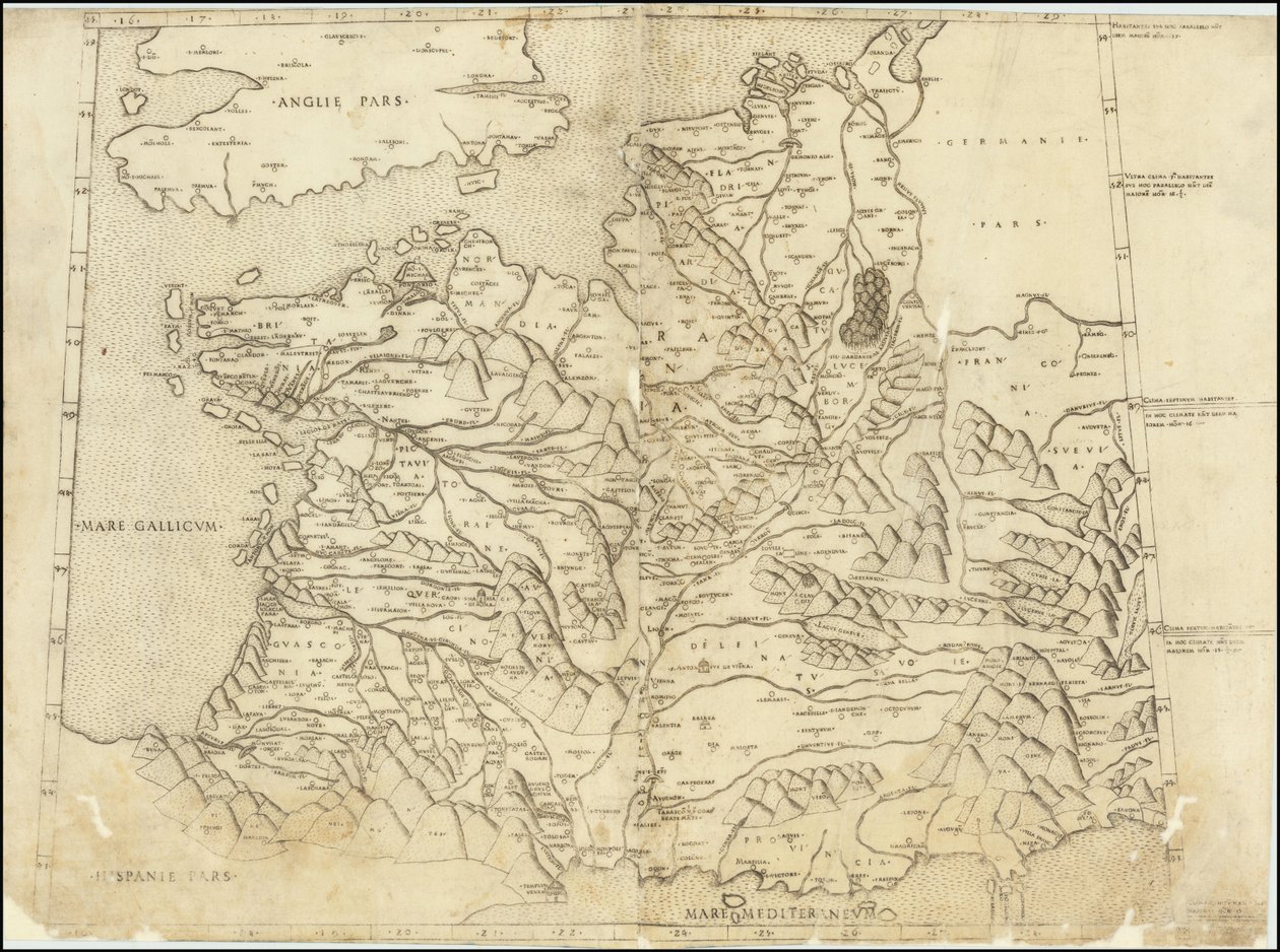 Ranskan Ptolemaioksen kartta vuodelta 1507 tekijältä Claudius Ptolemy