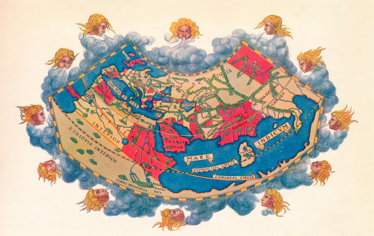 Ptolemaioksen maailmankartta, cA.D 150. 1912 tekijältä Claudius Ptolemy
