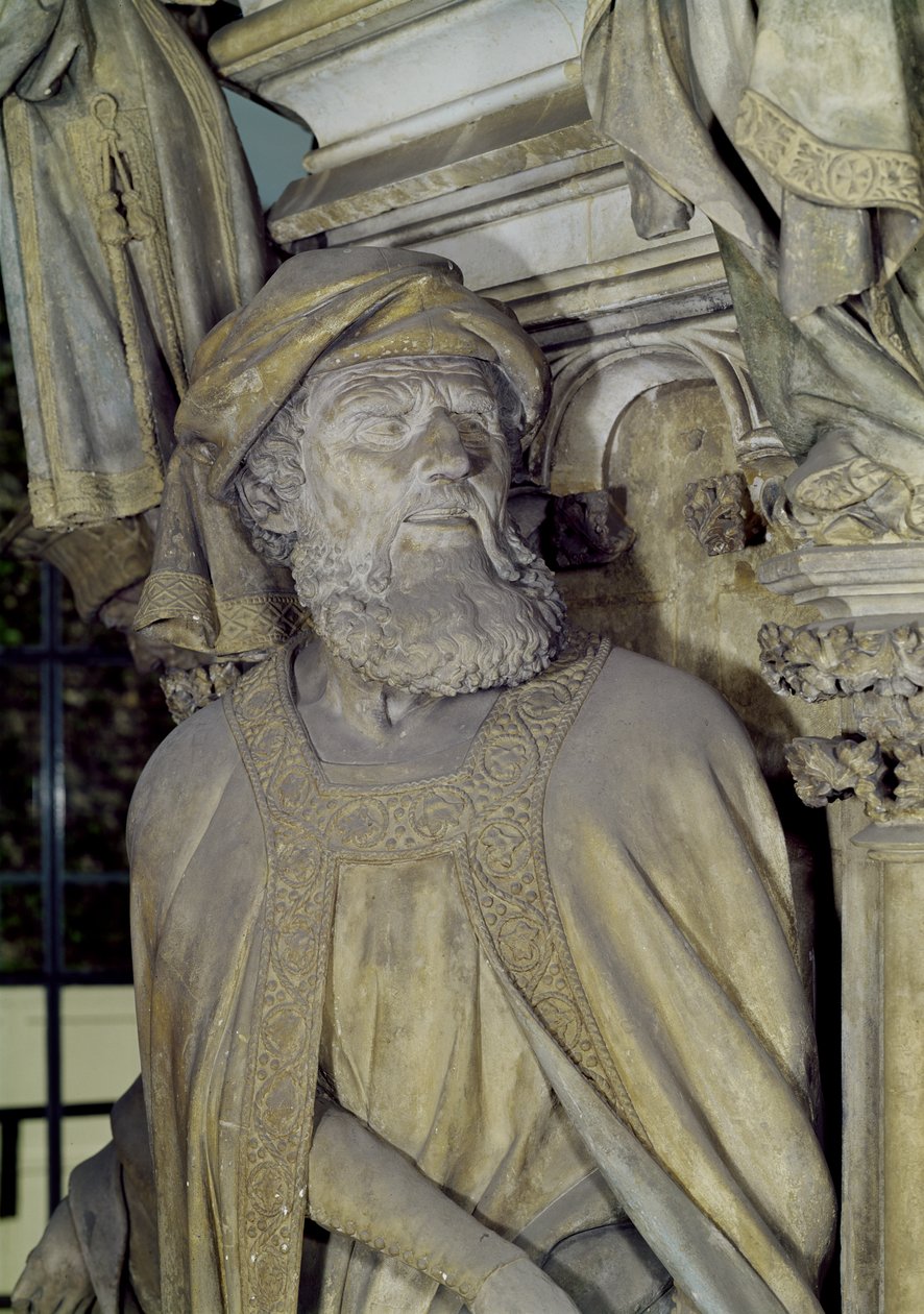 Mooseksen kaivo, Danielin yksityiskohta kuusikulmaisesta jalustasta, 1395-1404, kivi. tekijältä Claus and Malouel, Jean Sluter