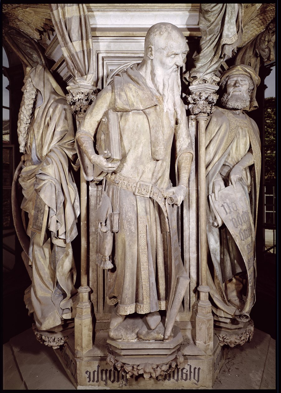 Mooseksen kaivo, Jesajan kuva kuusikulmaisesta jalustasta, 1395-1404, kivi. tekijältä Claus and Malouel, Jean Sluter