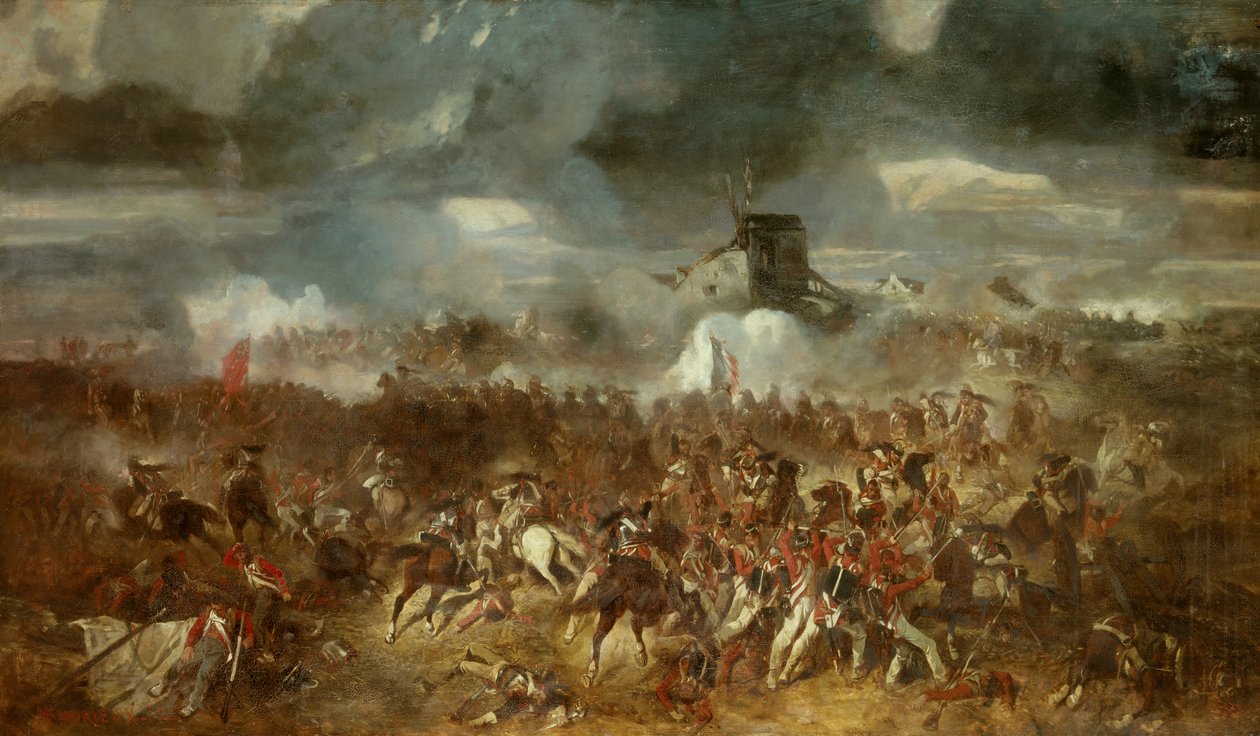 Napoleonin sota: "" Näkymä Waterloon taistelusta 18.6.1815"" Clement Auguste Andrieux