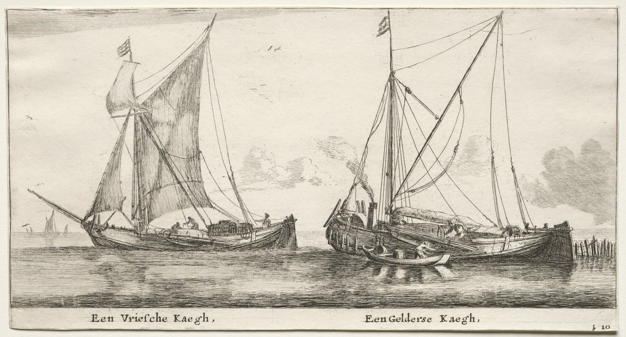 Erilaisia ​​laivoja ja näkymiä Amsterdamista (Verscheÿde Schepen en Gesichten van Amstelredam), osa II: Friisilainen Bilander. Geldersche Bilander tekijältä Clement de Jonghe