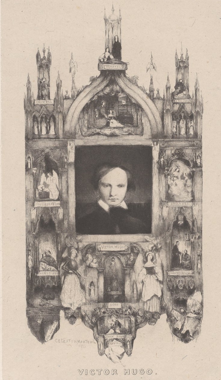 Victor Hugon muotokuva, 1833. tekijältä Célestin Nanteuil