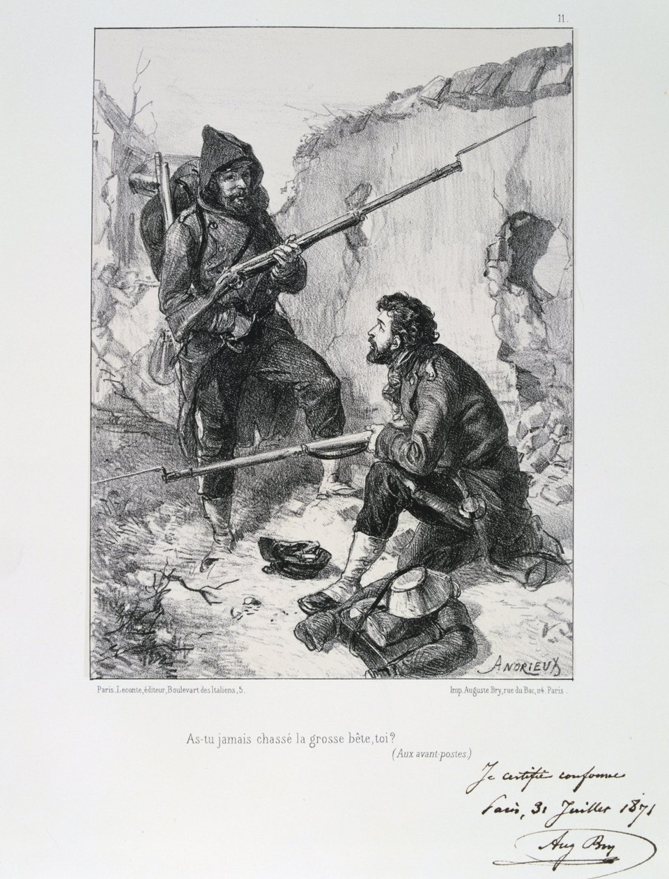 Ranskan ja Preussin sota 1870-1871. Pariisin piiritys 19.9.1870-28.1.1871. Garde Mobilen saapuminen puolustamaan Pariisia, syyskuu 1870. Clement August Andrieux