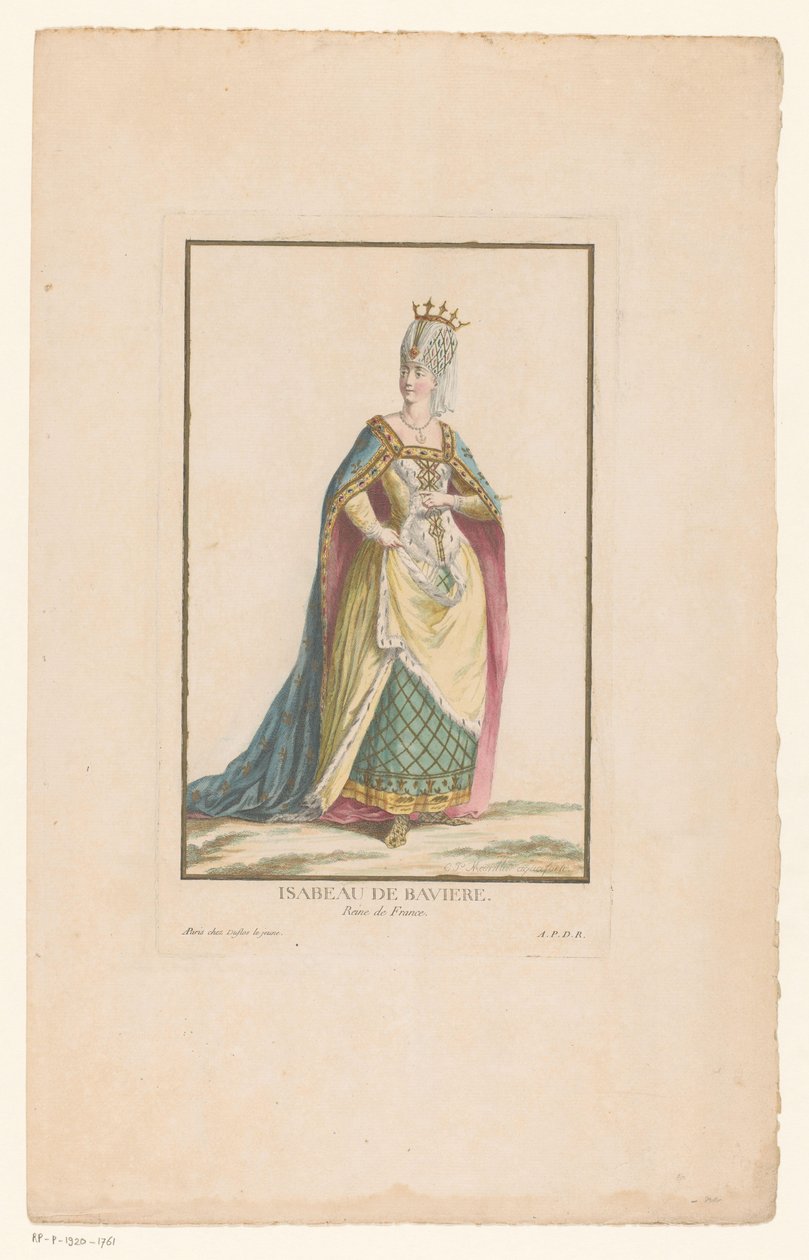 Muotokuva Isabellasta Baijerista, Ranskan kuningattaresta Isabeau de Baviere Reine de France (otsikko esineessä) tekijältä Clément Pierre Marillier