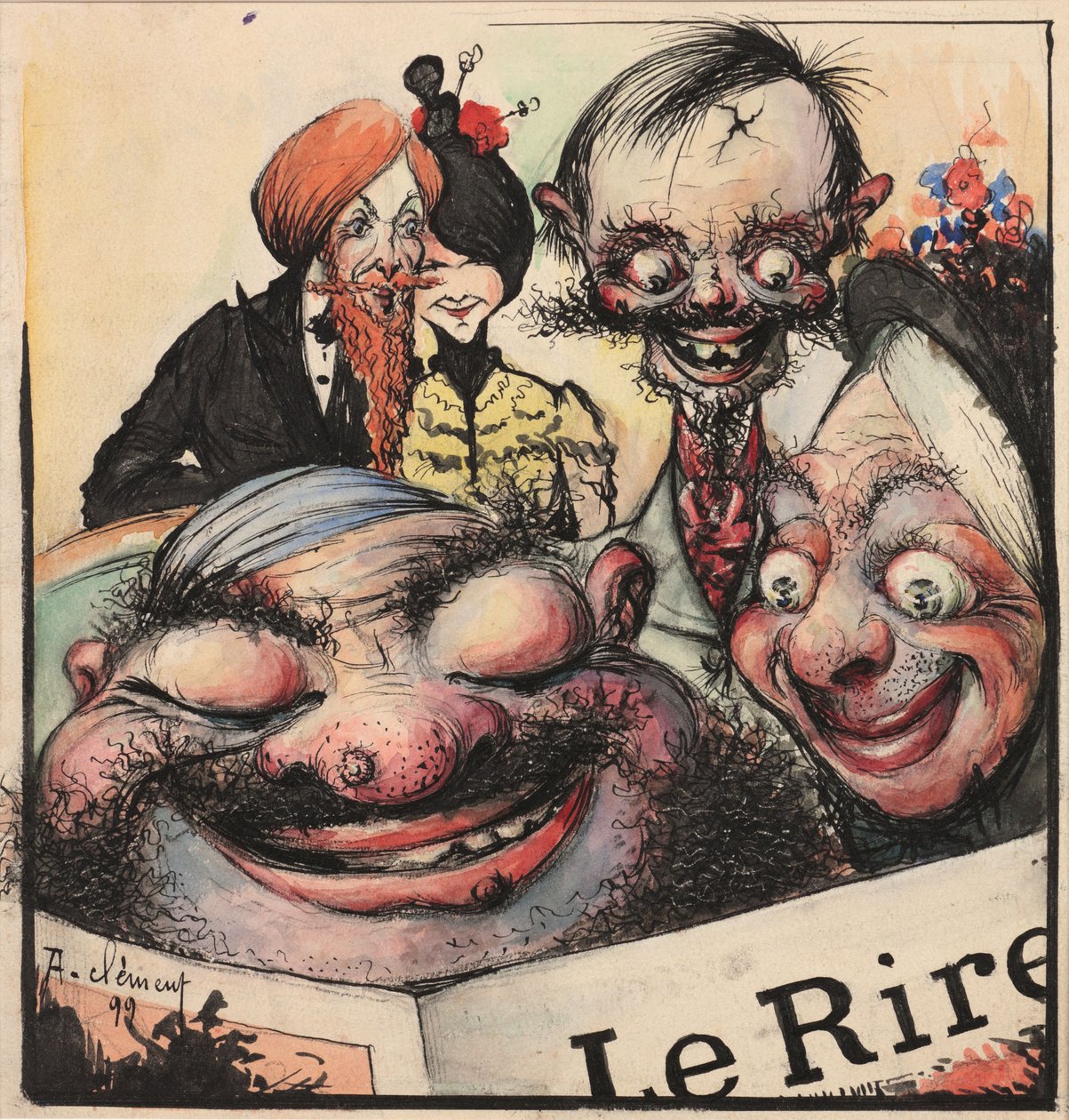 Le Rire -lehden kansikuva, 1896. tekijältä Clément Rochel