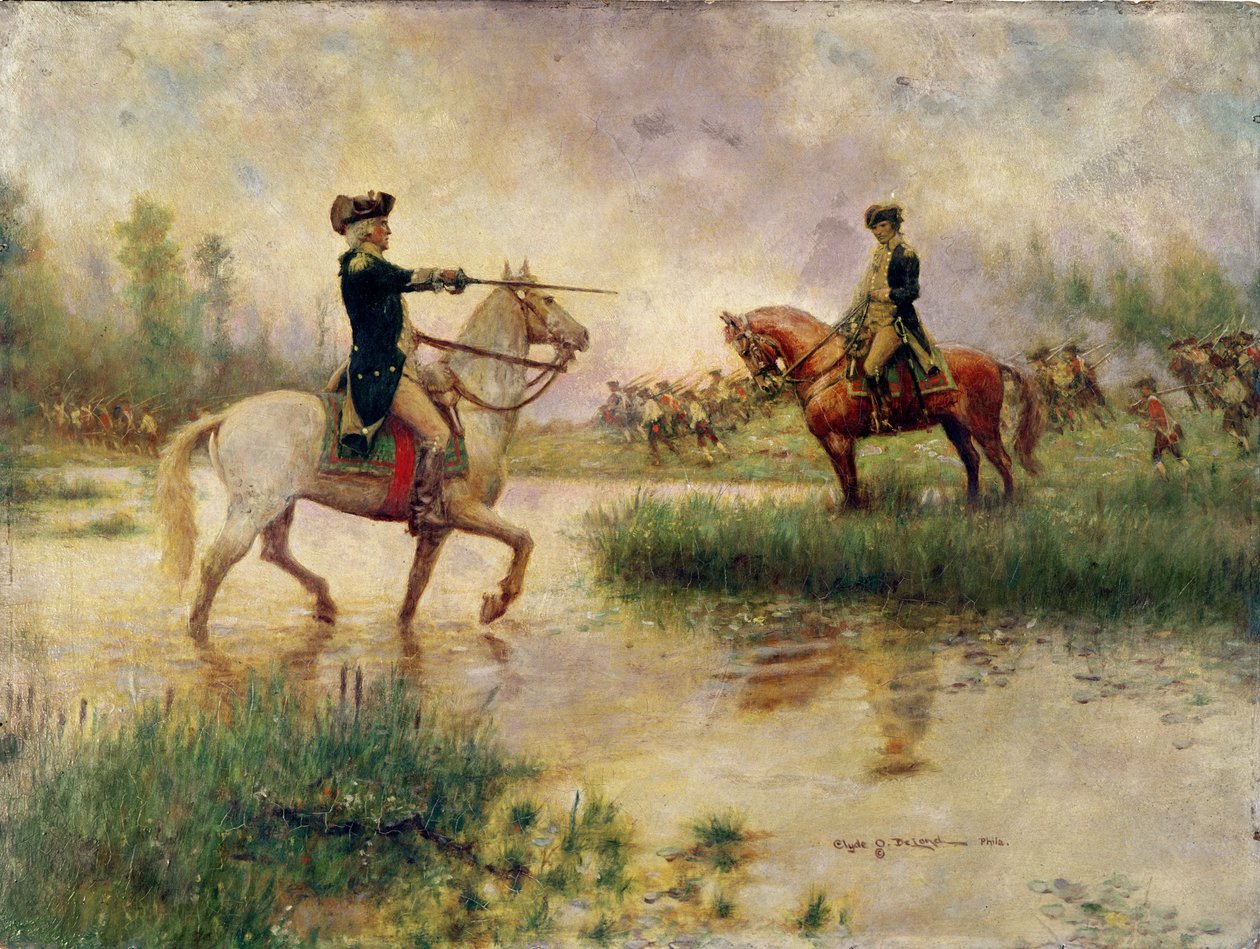 Washingtonin Leen moite (öljy paneelissa) tekijältä Clyde Osmer Deland