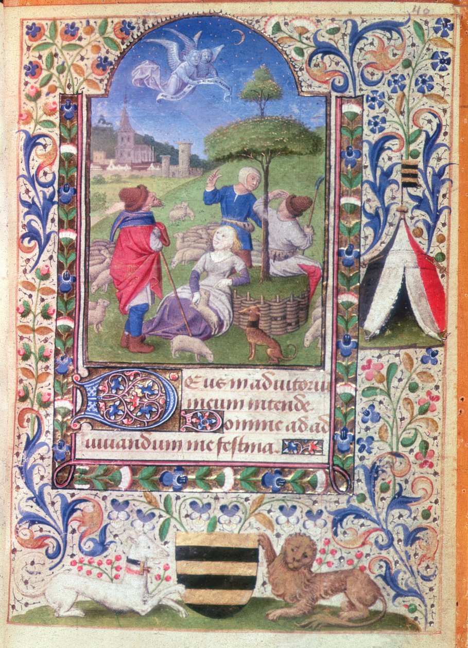 Codex 1929, f.40: Ilmoitus paimenille, 1450-75 tekijältä Coeting Master