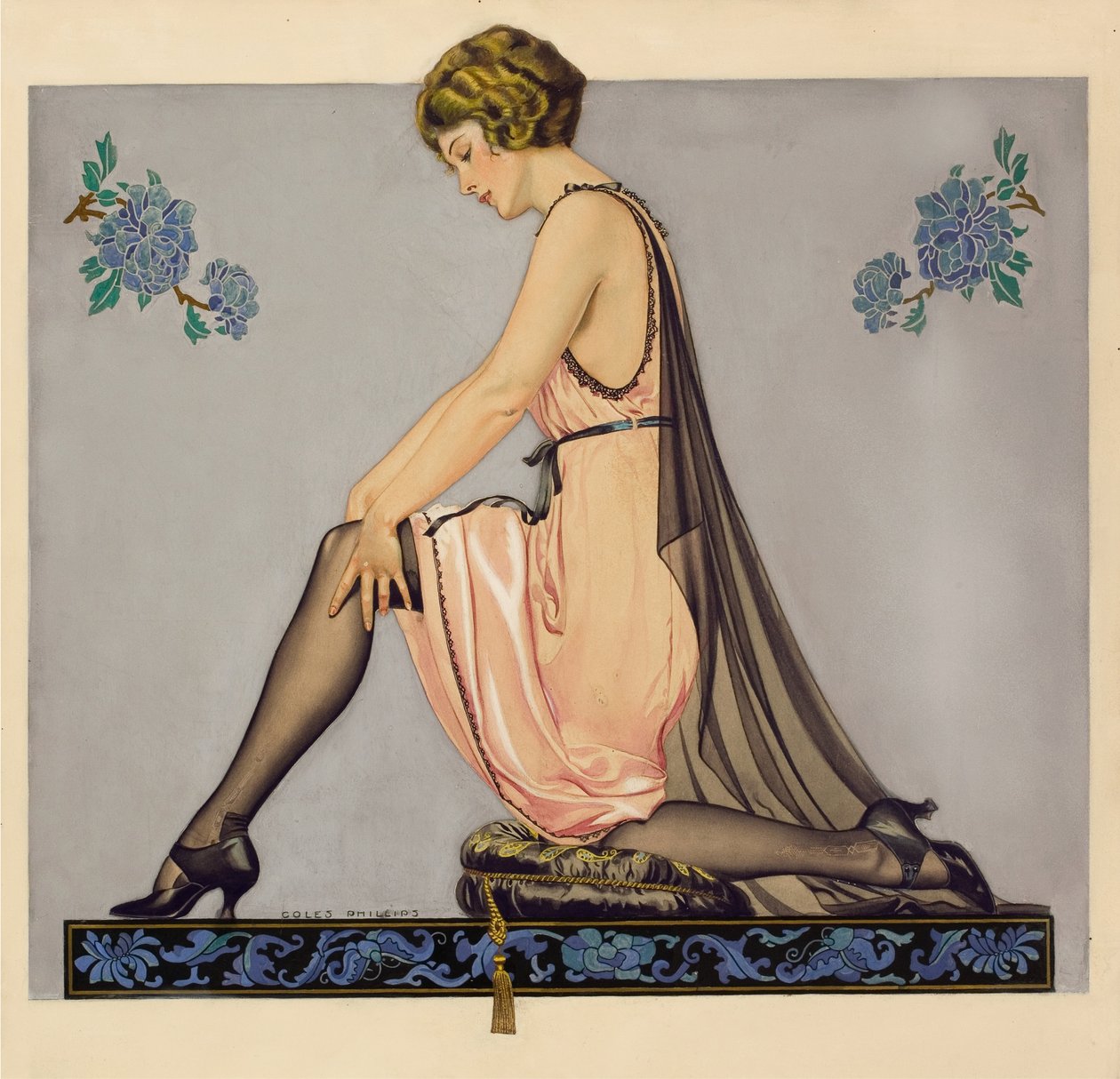 Kuvitus Holeproof Hosiery Company -esitteelle, 1922. tekijältä Coles Phillips