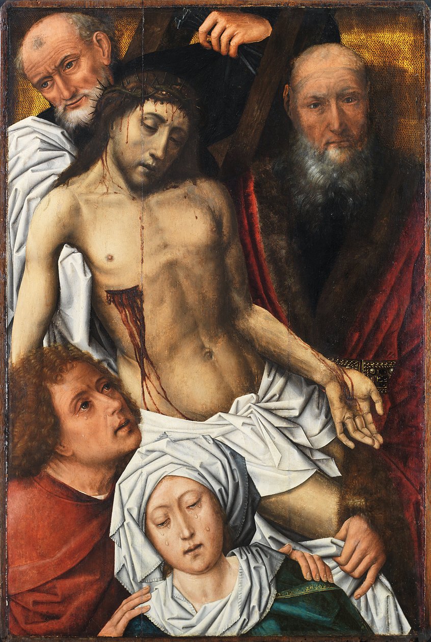 Laskeutuminen ristiltä - Colijn De Coterin maalaus (noin 1440 tai 1445-1522 tai 1532), öljy puulle, noin 1500, 98x65 cm - Laskeutuminen ristiltä, ​​öljy puulle, Colijn De Coter - Museo de Bellas Artes de Bilbao tekijältä Colijn de Coter