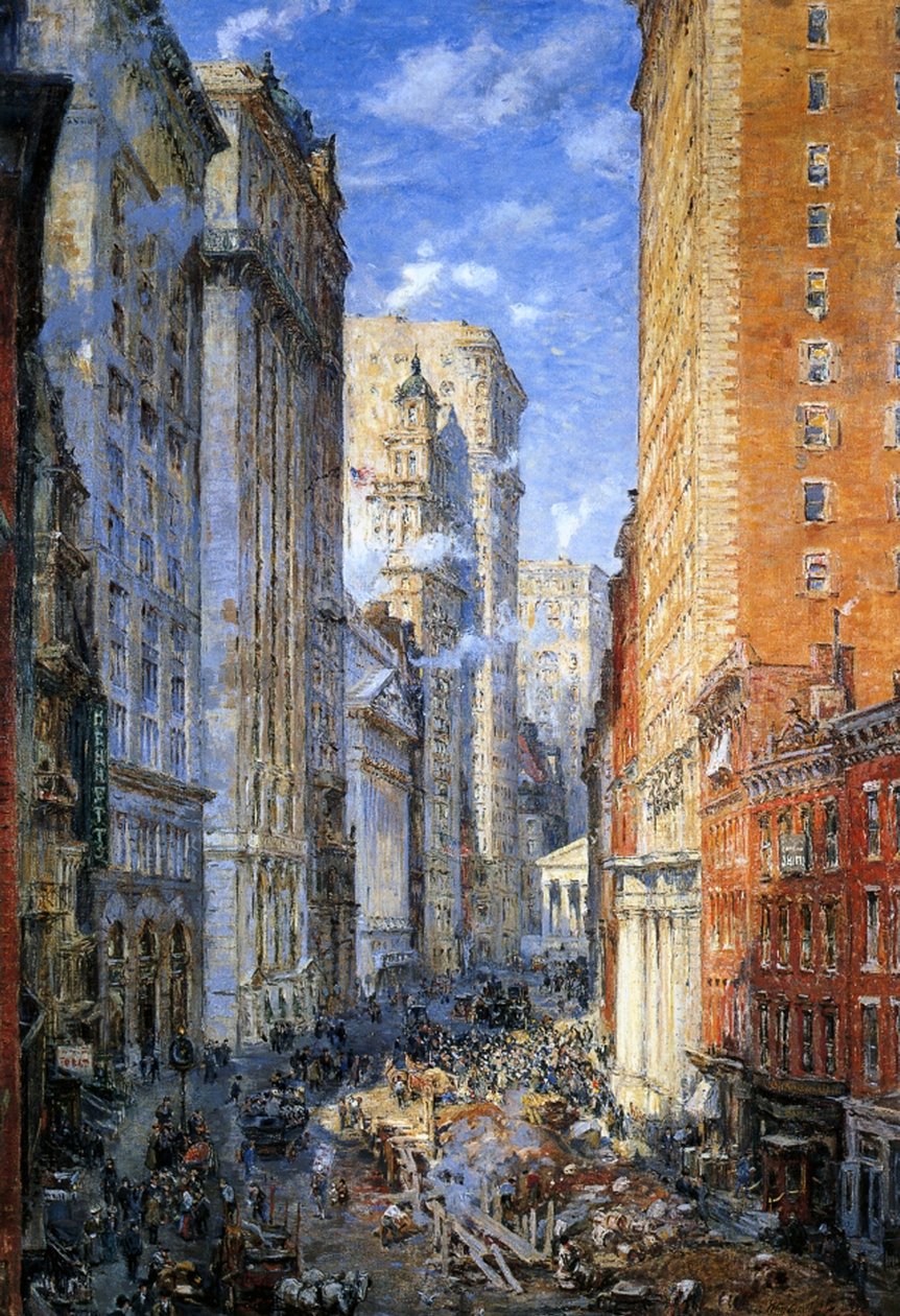 Broad Street, New York, n. 1904 tekijältä Colin Campbell Cooper