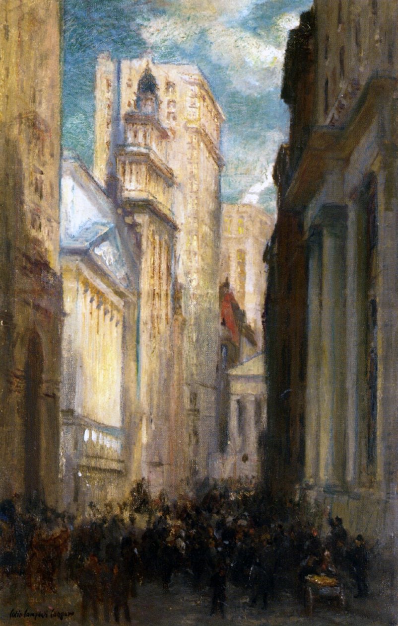 Wall Street, New York, noin 1905 tekijältä Colin Campbell Cooper