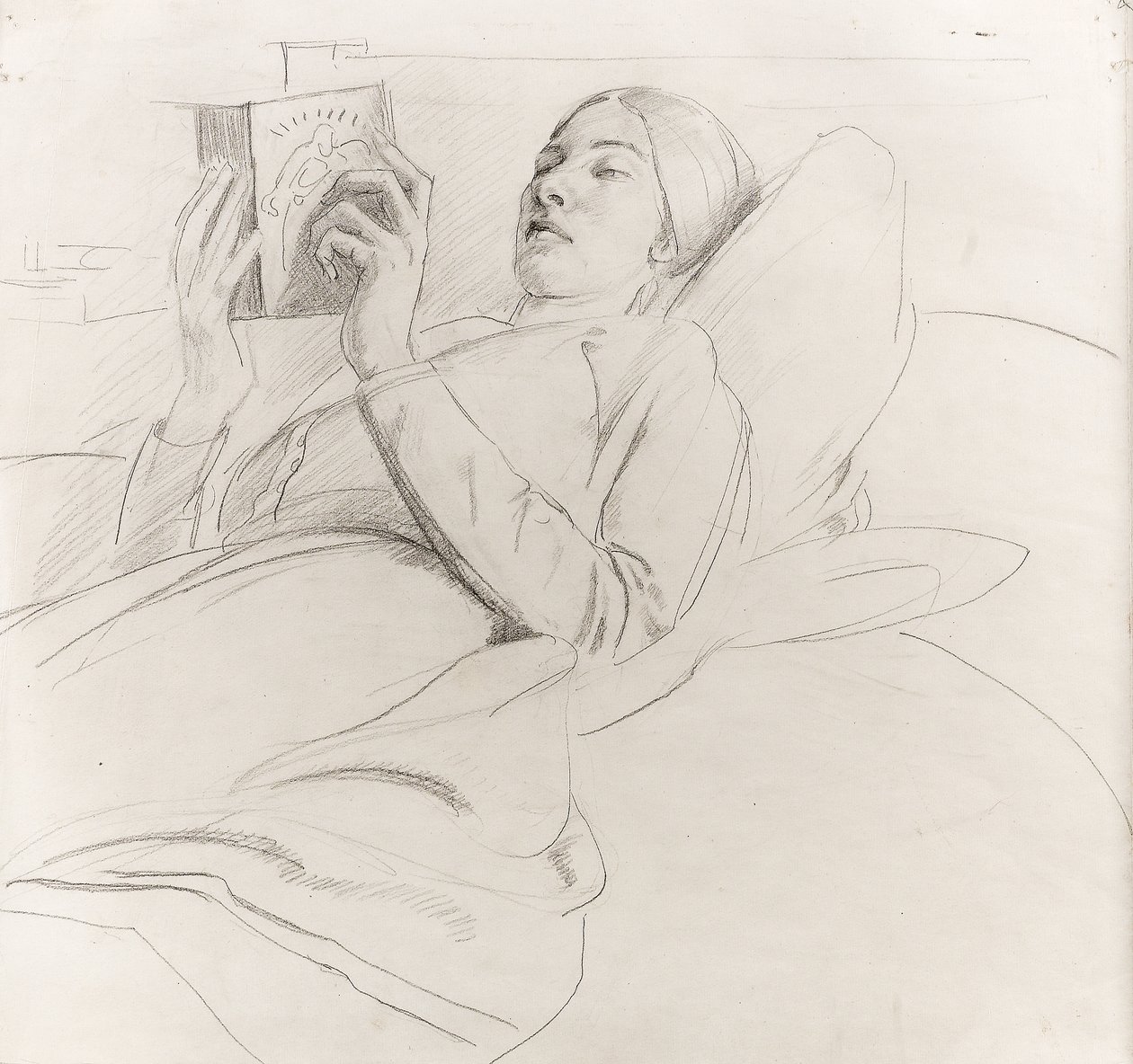 Winifred Knightsin (1899-1947) muotokuva lukemassa, n. 1921 tekijältä Colin Unwin Gill