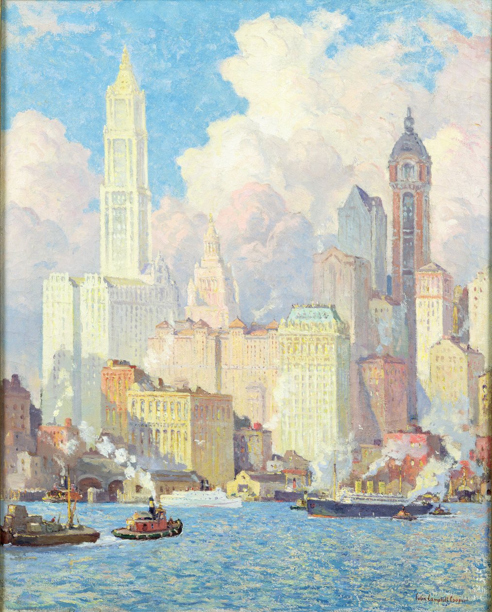 Hudson River Waterfront, New York tekijältä Colin Campbell Cooper
