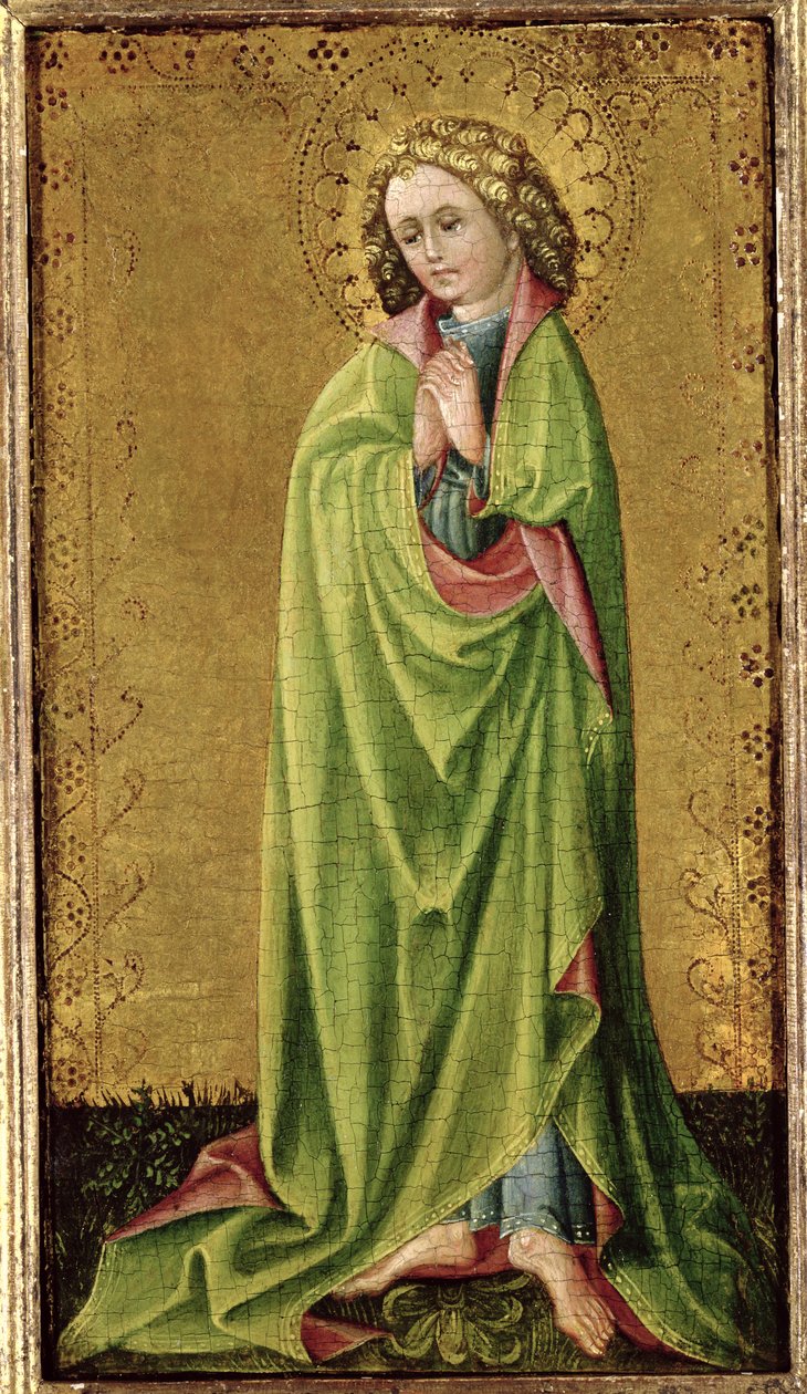 Pyhä Johannes evankelista, n. 1415 (öljy kullalle pohjalevy) tekijältä Cologne School