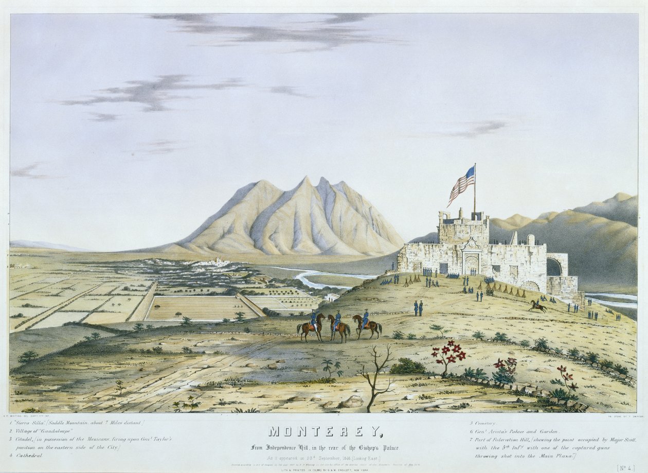 Monterey, Independence Hill, Piispan palatsin takana. Kuten se ilmestyi 23. syyskuuta tekijältä Colonel Daniel (after) Whiting Powers
