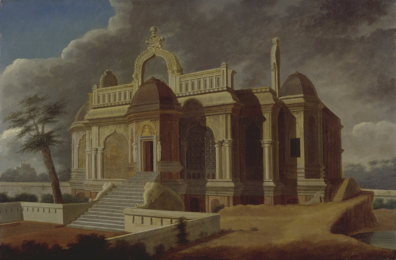 Mausoleumi kivielefanttien kanssa, 1788 tekijältä Colonel Francis Swain Ward
