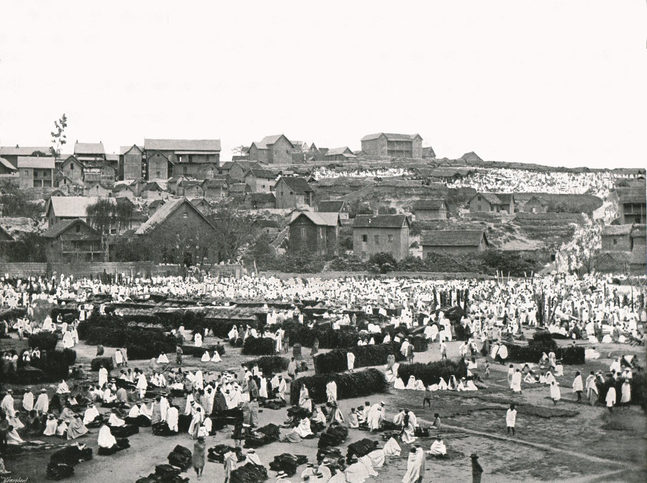 Markkinapaikka, Antananarivo, Madagaskar, 1895. tekijältä Colonel Stewart