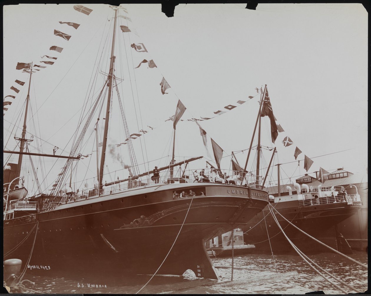 S.S. "Umbria" telakalla, noin 1897 (s/w-kuva). tekijältä Company Byron
