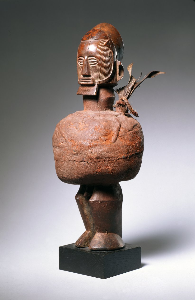 Nkisi henkihahmo (puu, savi, tekstiili ja höyhenet) (katso myös 181653) tekijältä Congolese
