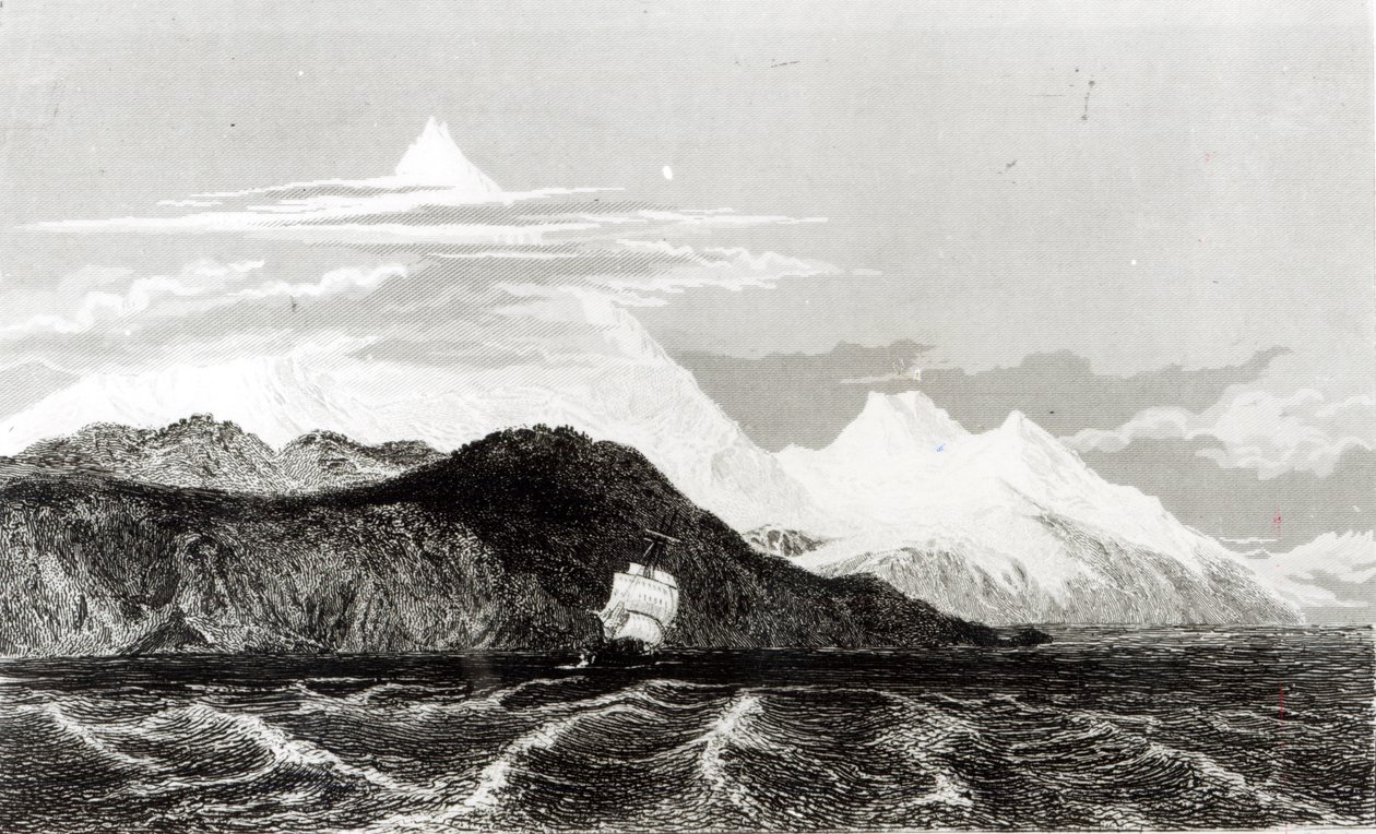 Sarmiento-vuori, kaiverrus Thomas Landseer (1795-1880) tekijältä Conrad Martens