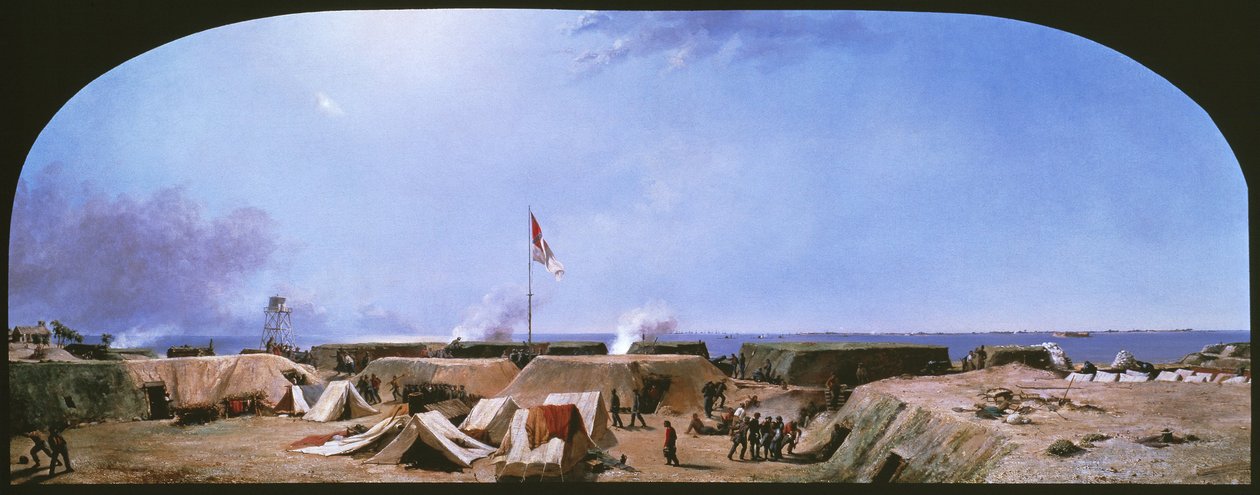 Fort Moultrien pommitus, Charlestonin satama, Etelä -Carolina tekijältä Conrad Wise Chapman