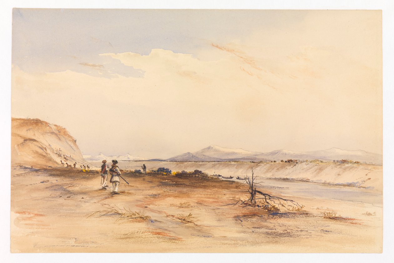 Metsästys Santa Cruz -joella, noin 1878 (akvarelli). tekijältä Conrad Martens