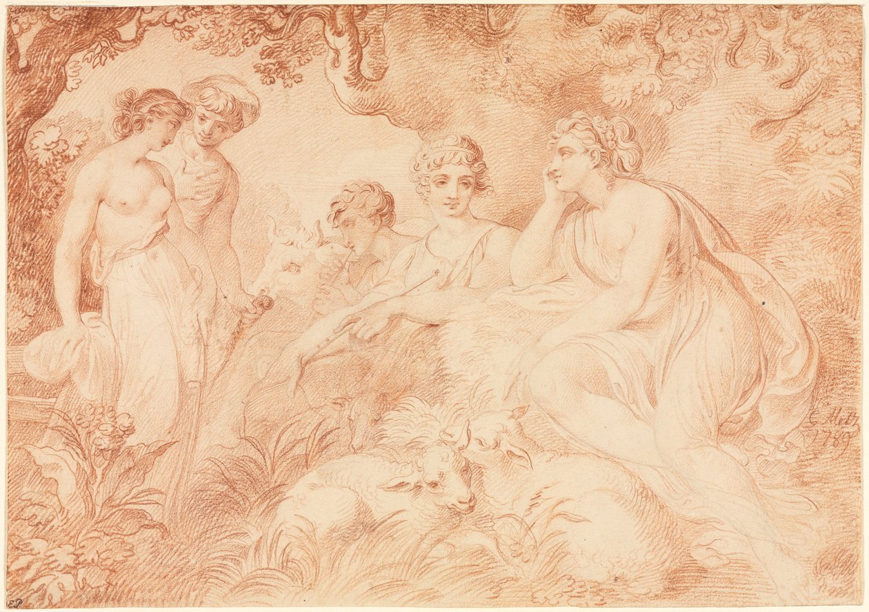Paimenet ja paimentyttäret, 1789. tekijältä Conrad Martin Metz