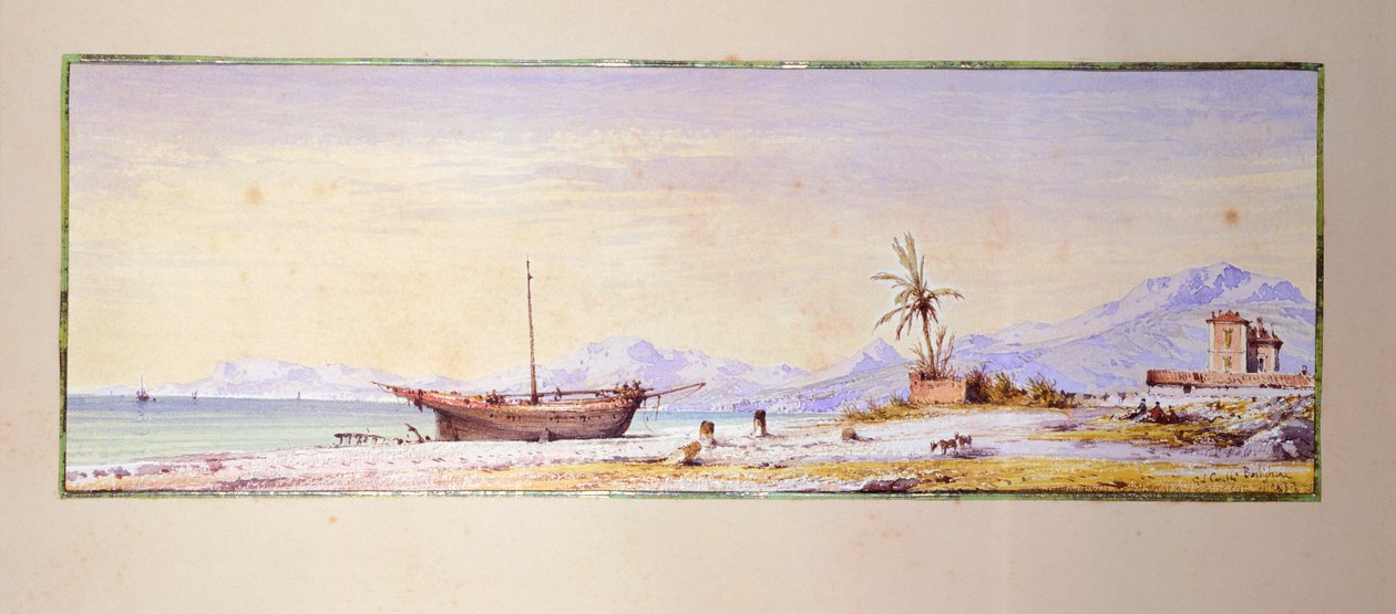 Bordighera Beach, kirjoittanut Consalvo Carelli (1818-1900), Italia tekijältä Consalvo Carelli