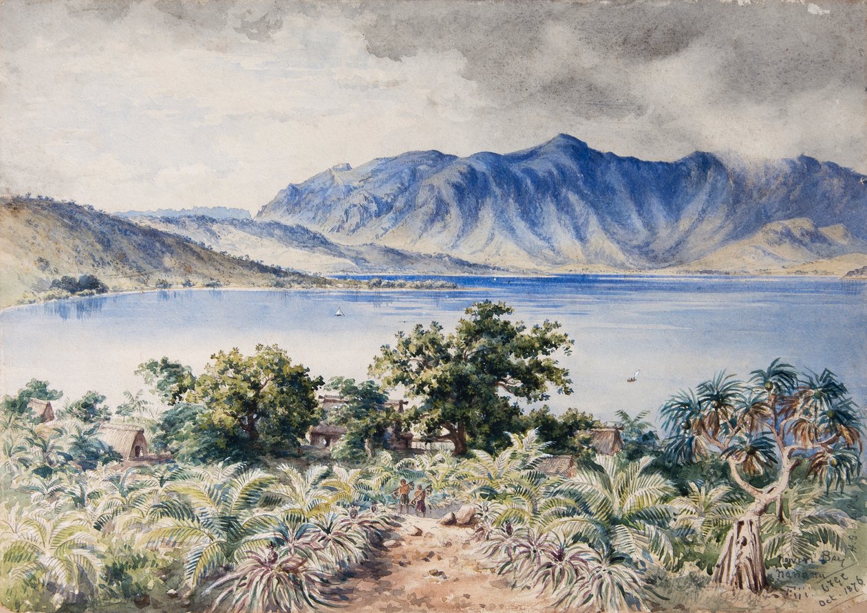 Naiviri Bay, Nananu, Fidži 1876 (akvarelli) tekijältä Constance Frederica Gordon Cumming