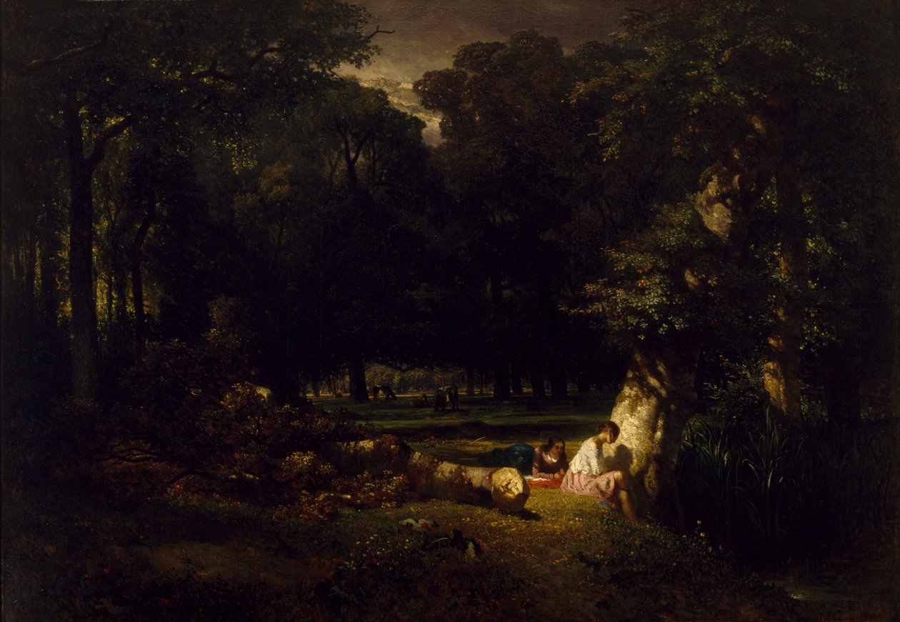 The Bathers (Ravike metsässä), 1842 tekijältä Constant Emile Troyon