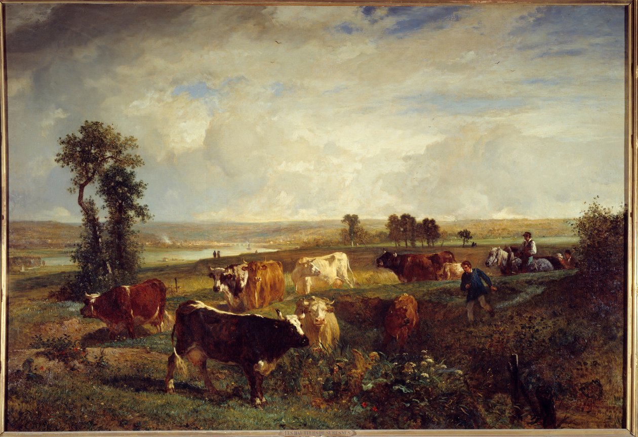 Näkymä Suresnesin (Hauts de Seine) korkeuksista. Constant Troyonin maalaus (1810-1865) tekijältä Constant Emile Troyon