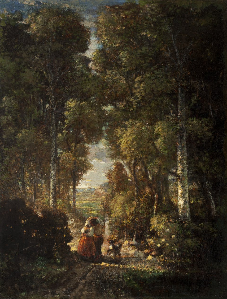 Village Road (Le Chemin du Village) n. 1830-60 tekijältä Constant Emile Troyon
