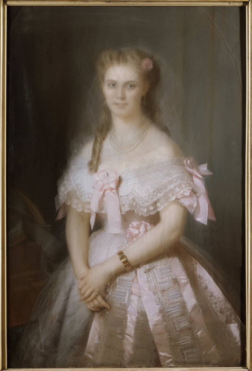 Muotokuva Christine Nilssonista (1843-1921), Brochart, Constant Joseph (1816-1889). Pastelli pahville. Mitat: 117x80 cm. Tukholman kansallismuseo tekijältä Constant Joseph Brochart