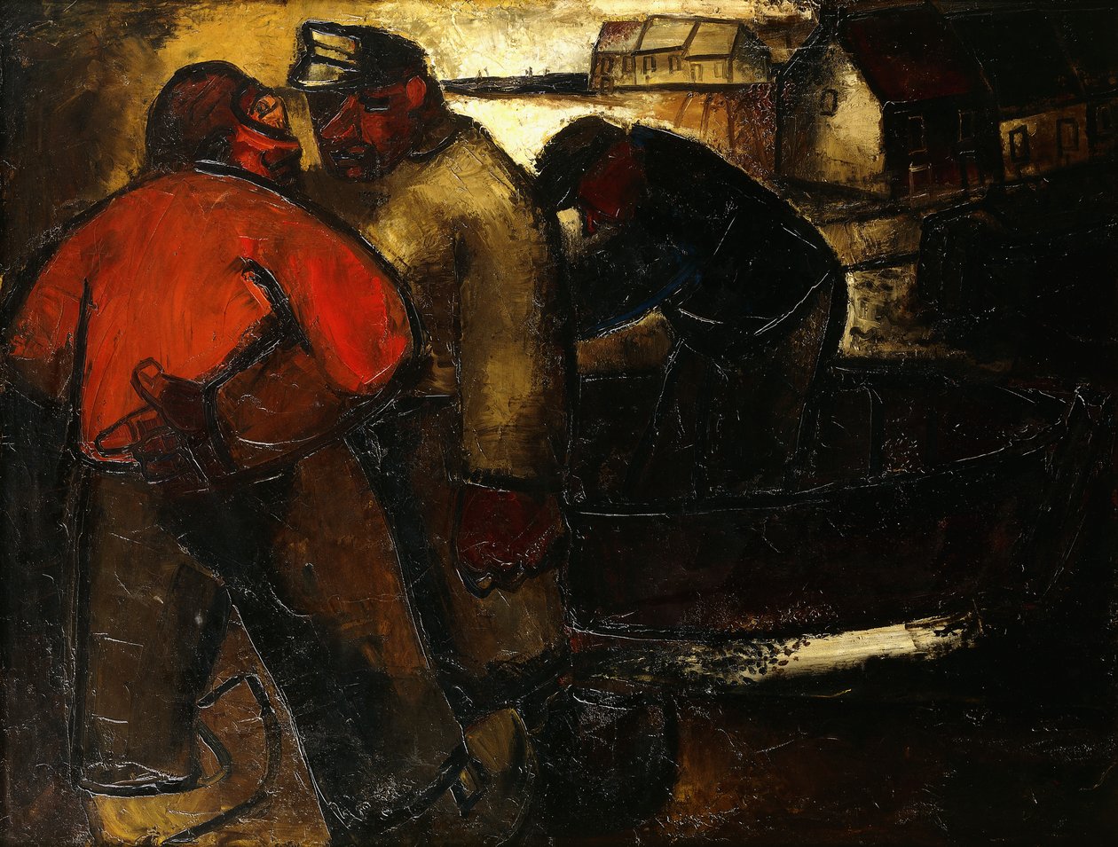 Kalastajat; Kalastajat - De Vissers (recto), n. 1923-24 (öljy kankaalle) tekijältä Constant Permeke
