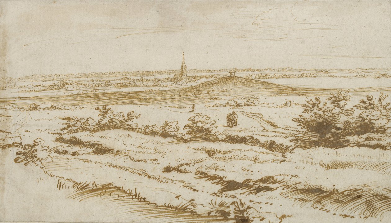 Maisema lähellä Appeldoornia, 1680 (kynä ja ruskea muste) tekijältä Constantijn the Younger Huygens