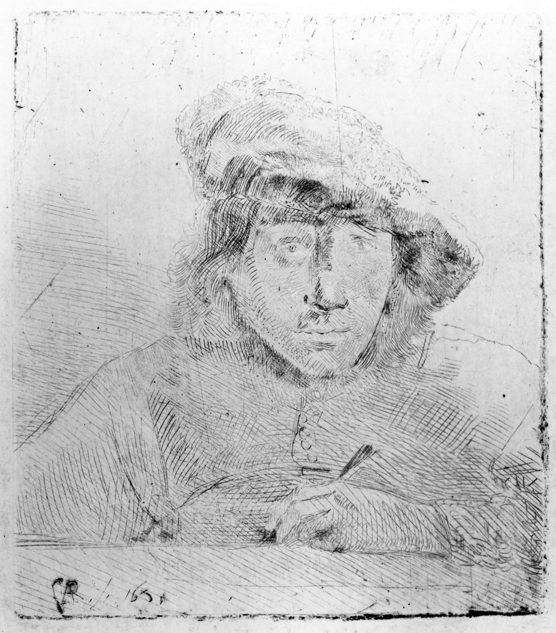 Omakuva, 1651 (etsaus kuivakärkällä) tekijältä Constantin Daniel van Renesse