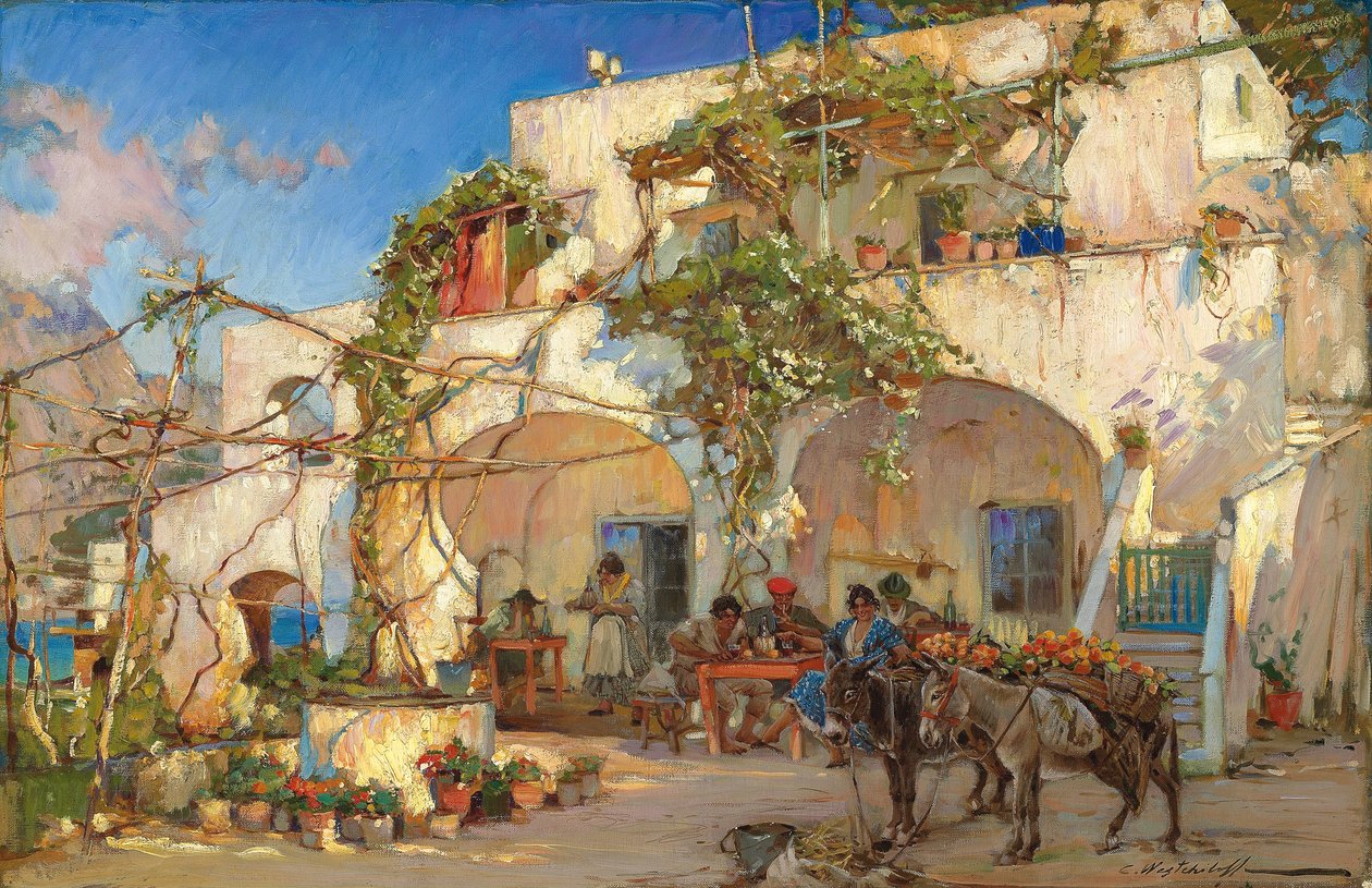 Tavernassa (öljy kankaalle) tekijältä Constantin Alexandrovich Westchiloff