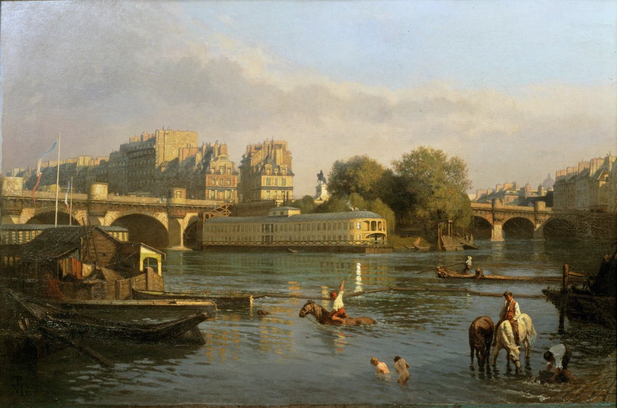 Pont Neuf ja Ile de la Cite, Pariisi ... tekijältä Constantin Emile Meunier