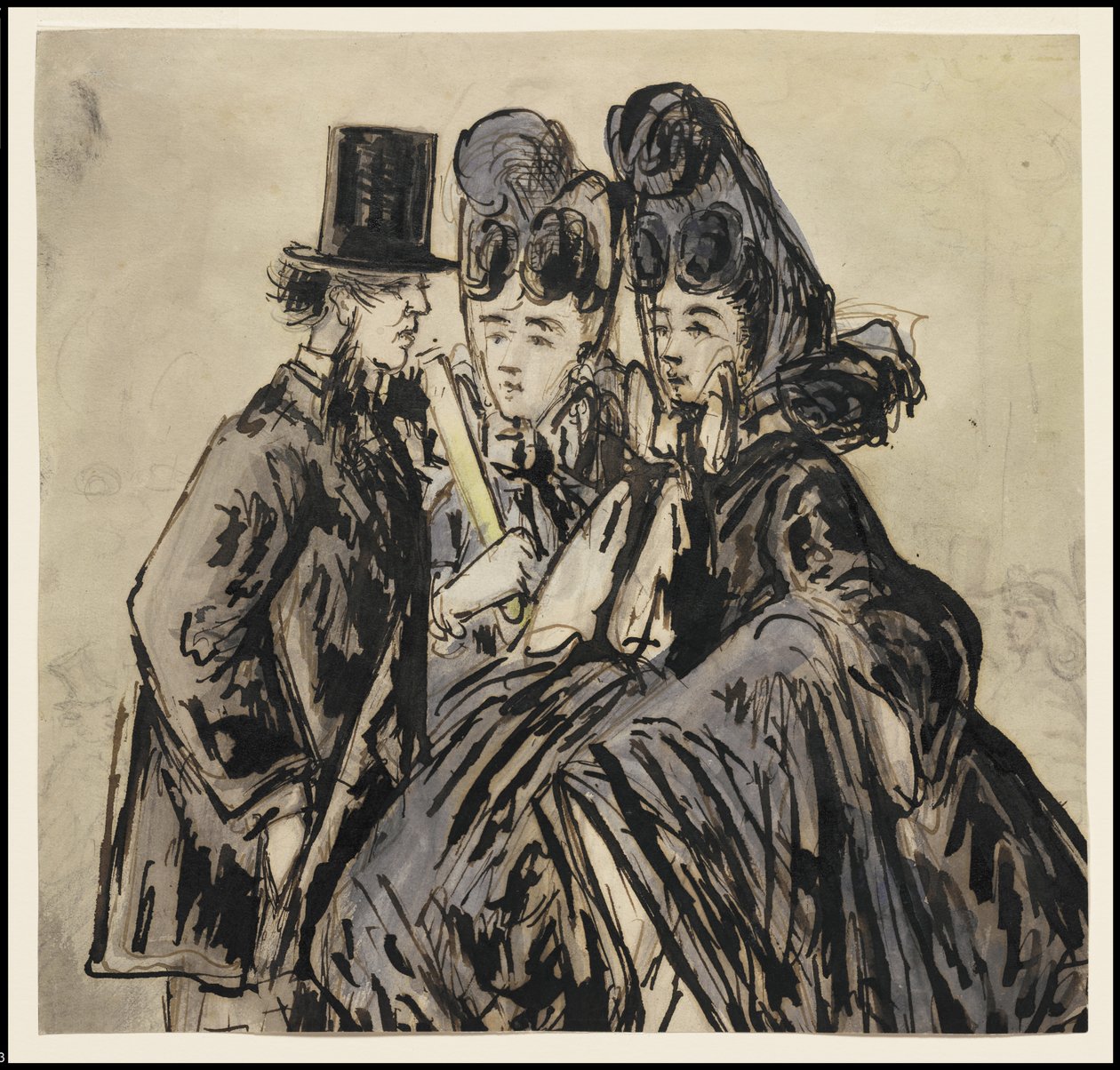Herrasmies ja kaksi naista, 1860-luku tekijältä Constantin Guys