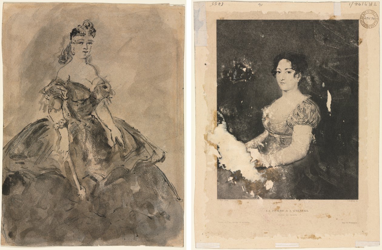 Al Ball (recte); La dona amb ventall, després de Goya (verso)finlandès tekijältä Constantin Guys