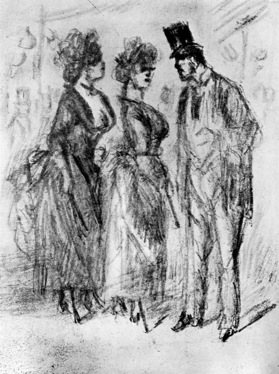 Au Promenoir, 1800-luku, 1930. tekijältä Constantin Guys
