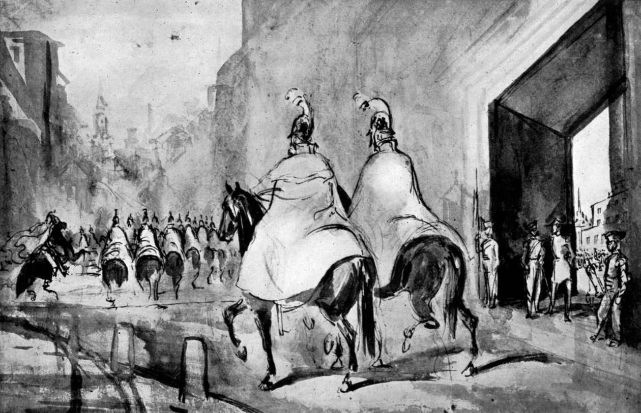 Cuirassiers, 1800-luku, 1930 tekijältä Constantin Guys